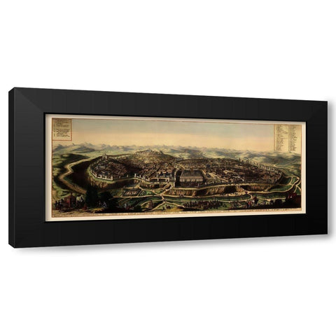 Jerusalem Israel Panoramic - 1690 Black Modern Wood Framed Art Print by Unknown