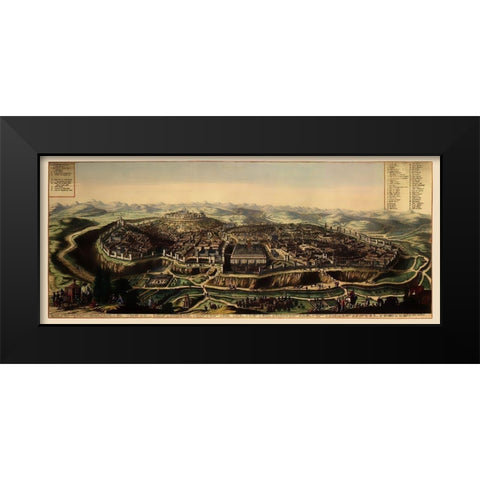 Jerusalem Israel Panoramic - 1690 Black Modern Wood Framed Art Print by Unknown
