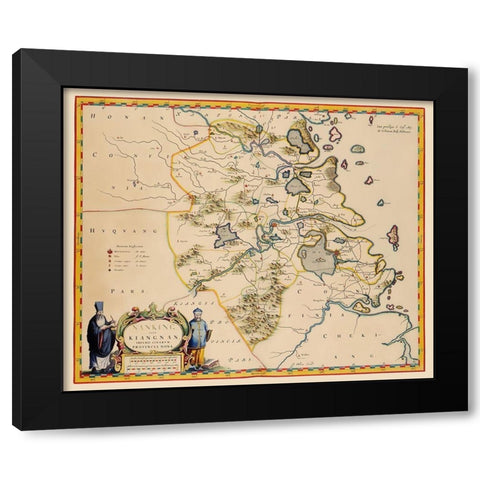 Jiangsu Province China - Blaeu 1655 Black Modern Wood Framed Art Print by Blaeu