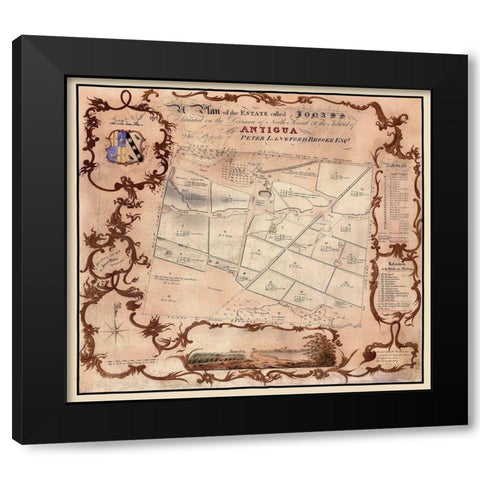 Jonas Estate Antigua Caribbean - Baker 1821 Black Modern Wood Framed Art Print by Baker