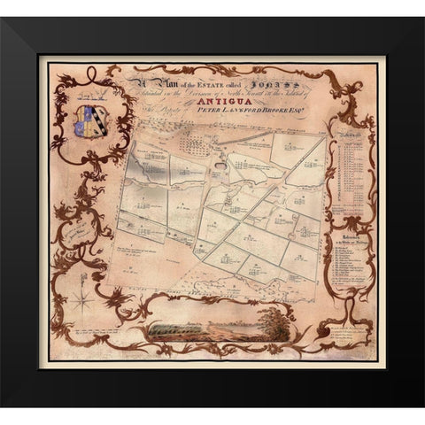 Jonas Estate Antigua Caribbean - Baker 1821 Black Modern Wood Framed Art Print by Baker