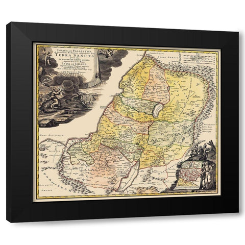 Judea Palestine Holy Land Israel - Homann 1744 Black Modern Wood Framed Art Print with Double Matting by Homann