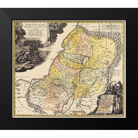 Judea Palestine Holy Land Israel - Homann 1744 Black Modern Wood Framed Art Print by Homann