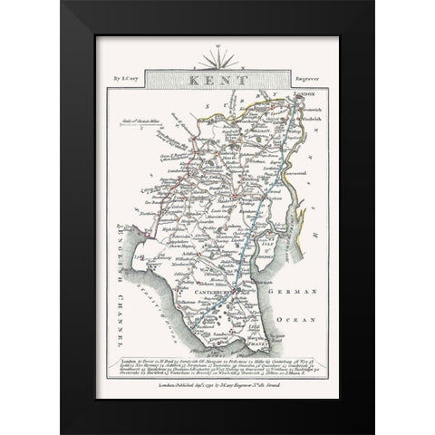 Kent County England - Cary 1792 Black Modern Wood Framed Art Print by Cary