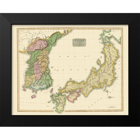 Asia Korea Japan - Thomson 1815 Black Modern Wood Framed Art Print by Thomson