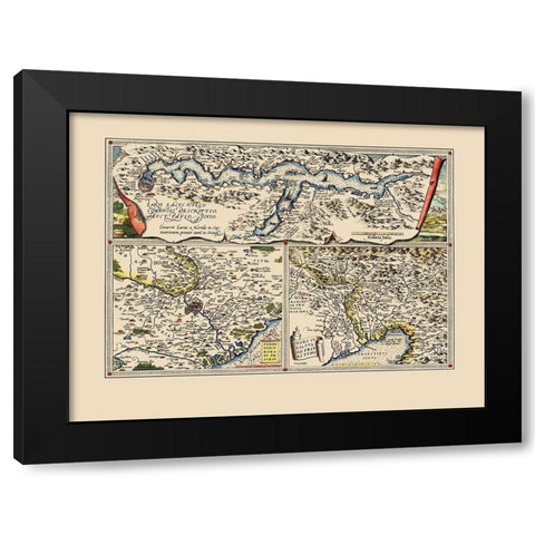 Lake Como Regions Upper Adriatic Italy Black Modern Wood Framed Art Print by Ortelius