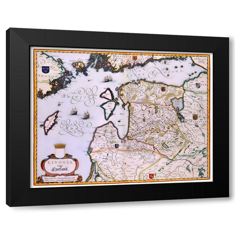 Eastern Europe Latvia Estonia - Blaeu 1662 Black Modern Wood Framed Art Print by Blaeu