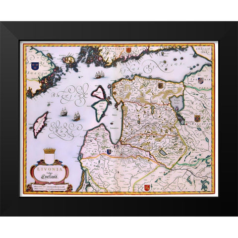 Eastern Europe Latvia Estonia - Blaeu 1662 Black Modern Wood Framed Art Print by Blaeu