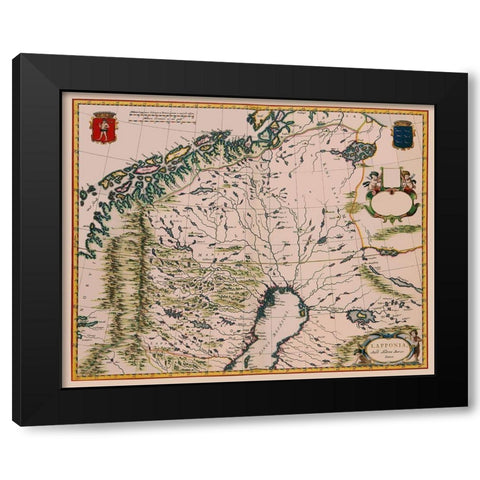 Lapland Finland - Blaeu 1662 Black Modern Wood Framed Art Print by Blaeu