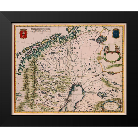 Lapland Finland - Blaeu 1662 Black Modern Wood Framed Art Print by Blaeu