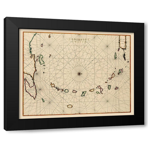 Caribbean Lesser Antilles - Blaeu 1662 Black Modern Wood Framed Art Print with Double Matting by Blaeu