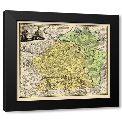 Eastern Europe Lithuania Magnus Ducatus Black Modern Wood Framed Art Print by Ottens