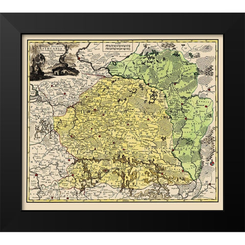 Eastern Europe Lithuania Magnus Ducatus Black Modern Wood Framed Art Print by Ottens