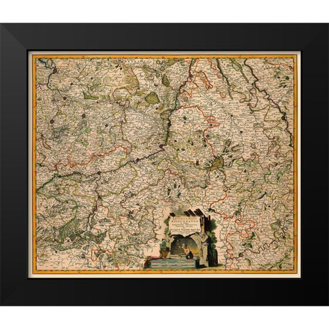 Benelux Liege Belgium - Visscher 1681 Black Modern Wood Framed Art Print by Visscher