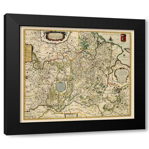 Eastern Europe Lithuania - Blaeu 1648 Black Modern Wood Framed Art Print with Double Matting by Blaeu