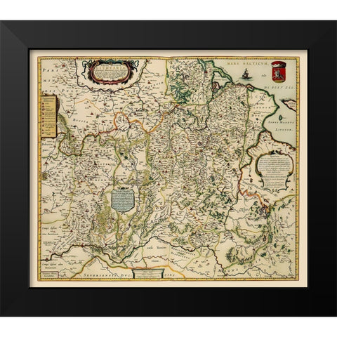 Eastern Europe Lithuania - Blaeu 1648 Black Modern Wood Framed Art Print by Blaeu