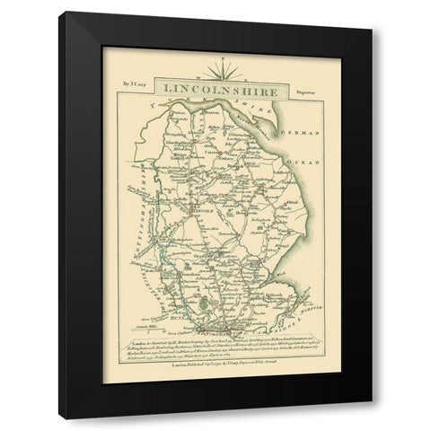 Lincolnshire County England - Cary 1792 Black Modern Wood Framed Art Print with Double Matting by Cary