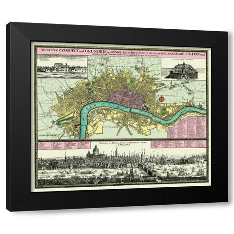 Royal British Majority in London England Black Modern Wood Framed Art Print with Double Matting by Visscher