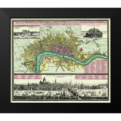 Royal British Majority in London England Black Modern Wood Framed Art Print by Visscher