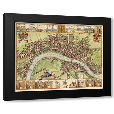 London Thames River England - DeHooghe 1689 Black Modern Wood Framed Art Print by De Hooghe