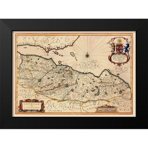 Lothian Region Scotland - Blaeu 1640 Black Modern Wood Framed Art Print by Blaeu