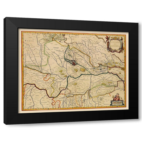 Po Valley Italy - Blaeu 1640 Black Modern Wood Framed Art Print by Blaeu