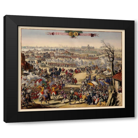 William III Reception London England Black Modern Wood Framed Art Print with Double Matting by De Hooghe