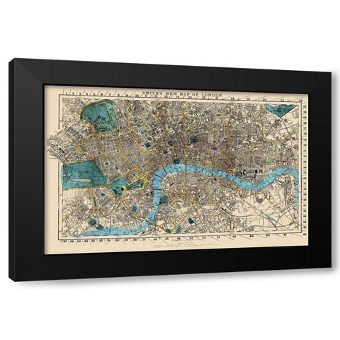 London England - Smith 1860 Black Modern Wood Framed Art Print by Smith