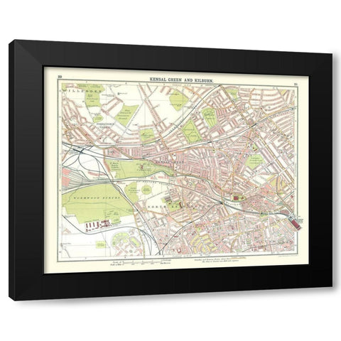 Kensal Green Kilburn London UK - Bartholomew 1921 Black Modern Wood Framed Art Print with Double Matting by Bartholomew