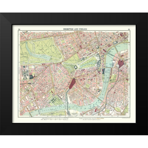 Brompton Pimlico London UK - Bartholomew 1921 Black Modern Wood Framed Art Print by Bartholomew
