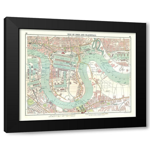 Isle of Dogs Blackwall London UK - Bartholomew Black Modern Wood Framed Art Print with Double Matting by Bartholomew