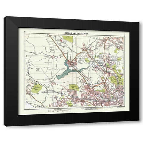 Hendon Childs Hill London UK - Bartholomew 1921 Black Modern Wood Framed Art Print with Double Matting by Bartholomew