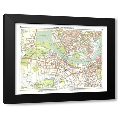 Putney Wandsworth London UK - Bartholomew 1921 Black Modern Wood Framed Art Print by Bartholomew