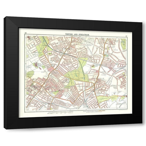 Tooting Streatham London UK - Bartholomew 1921 Black Modern Wood Framed Art Print by Bartholomew