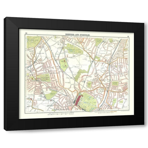 Norwood Sydenham London UK  - Bartholomew 1921 Black Modern Wood Framed Art Print with Double Matting by Bartholomew