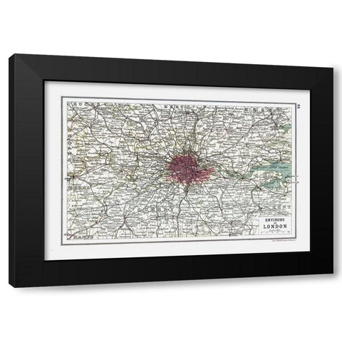 London UK - Bartholomew 1921 Black Modern Wood Framed Art Print by Bartholomew