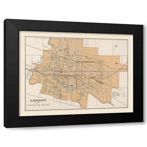 London Canada - Chalifour 1915 Black Modern Wood Framed Art Print by Chalifour