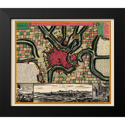 Benelux Luxembourg - Seutter 1730 Black Modern Wood Framed Art Print by Seutter