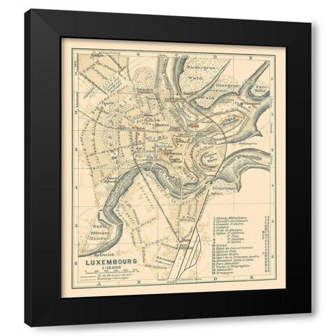 Europe Luxembourg City Luxembourg - Baedeker 1910 Black Modern Wood Framed Art Print with Double Matting by Baedeker