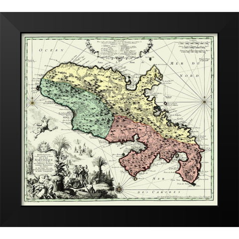 Caribbean Martinique Winward Islands - Seutter Black Modern Wood Framed Art Print by Seutter