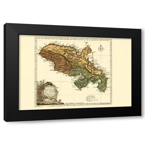 Caribbean Martinique - Jefferys 1760 Black Modern Wood Framed Art Print by Jefferys