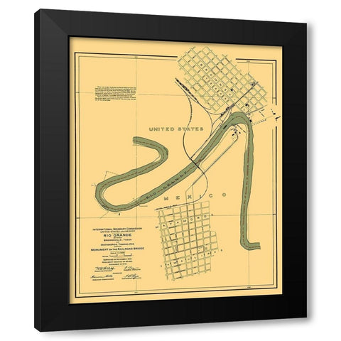 Rio Grande Border Matamoros Mexico United States Black Modern Wood Framed Art Print with Double Matting by Peters