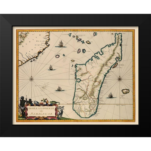 Madagascar Africa - Blaeu 1662 Black Modern Wood Framed Art Print by Blaeu