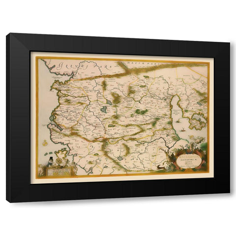 Macedonia Region Greece - Jansson 1654 Black Modern Wood Framed Art Print with Double Matting by Jansson