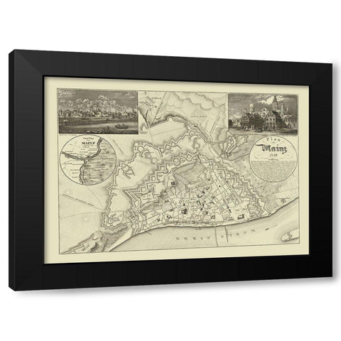 Mainz Germany - Hildburghausen 1849 Black Modern Wood Framed Art Print by Hildburghausen