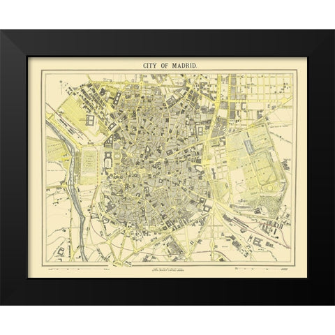 Iberian Peninsula Madrid Spain - Letts 1883 Black Modern Wood Framed Art Print by Letts
