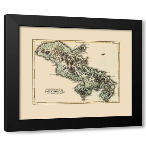 Caribbean Martinique - Lucas 1823 Black Modern Wood Framed Art Print with Double Matting by Lucas