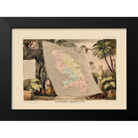 Caribbean Martinique - Levasseur 1850 Black Modern Wood Framed Art Print by Levasseur