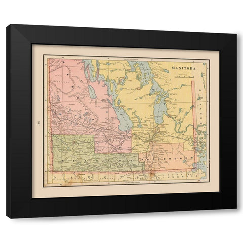 Manitoba Province Canada - Cram 1888 Black Modern Wood Framed Art Print by Cram