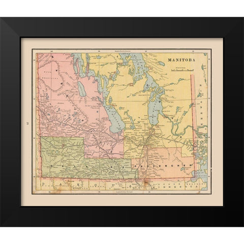 Manitoba Province Canada - Cram 1888 Black Modern Wood Framed Art Print by Cram